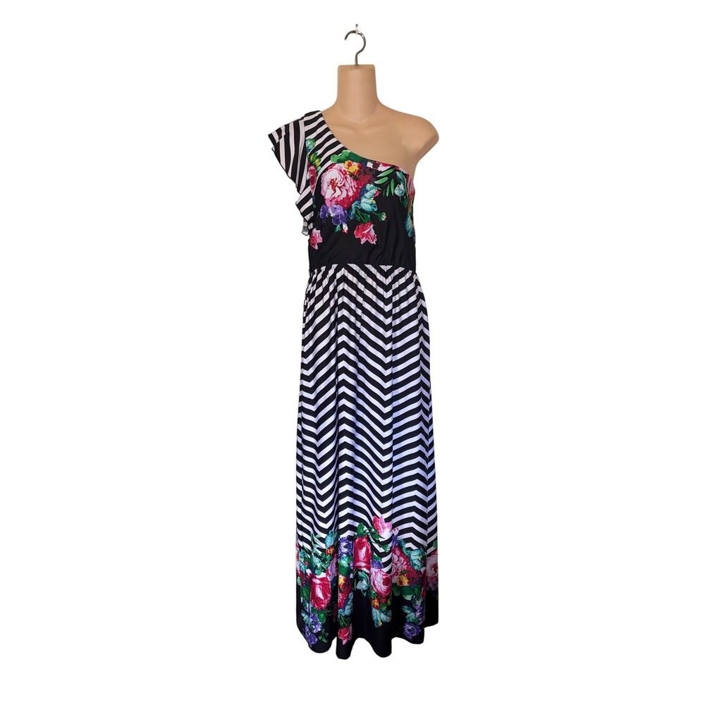Stitch Clothing‎ Company Women's Maxi Dress One Shoulder Medium Chevron Floral